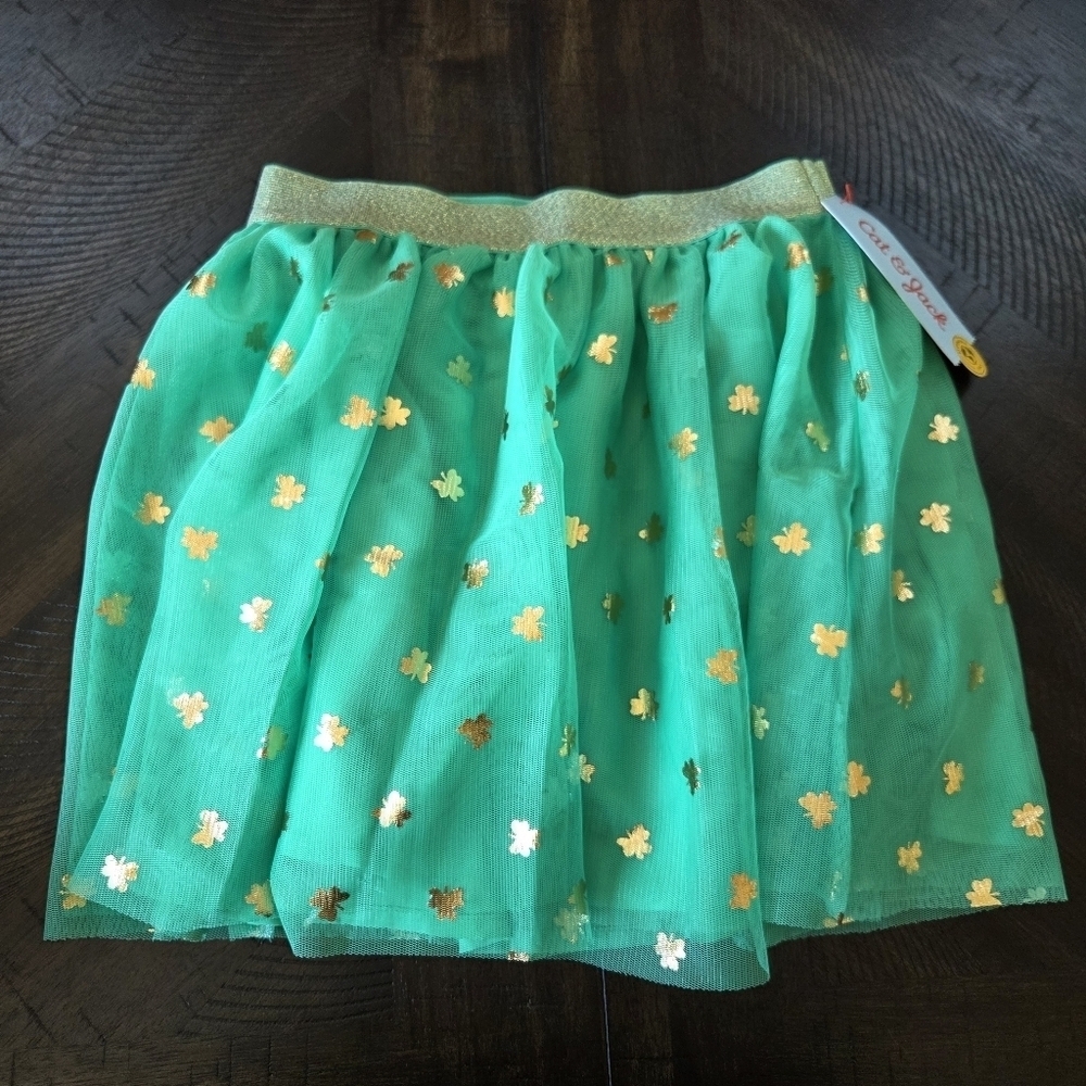 Cat & Jack New Shamrock Green & Gold Tutu Skirt Girls Small (6/7) Dance Dress up - Picture 2 of 9